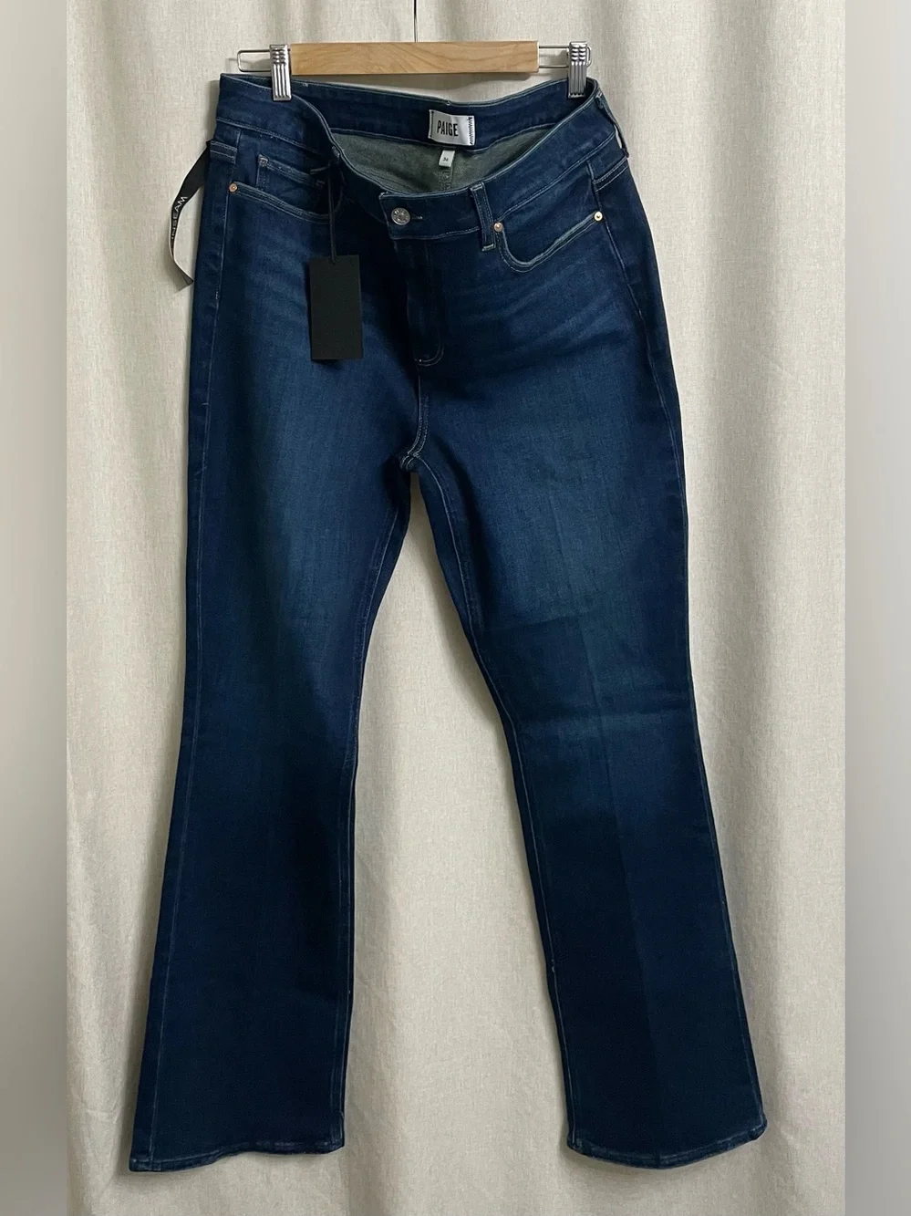 PAIGE High Rise Manhattan Slim Bootcut Jeans Size 34 32” NWT